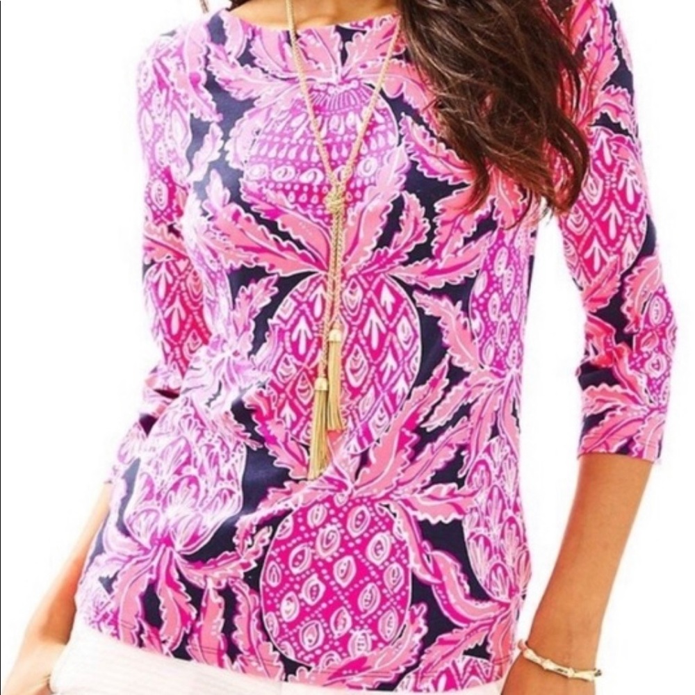 Lilly Pulitzer Pink Pineapple Waverly Top